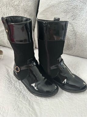 Gymboree Black Patent Lace-Up Style Mid-Calf Boots